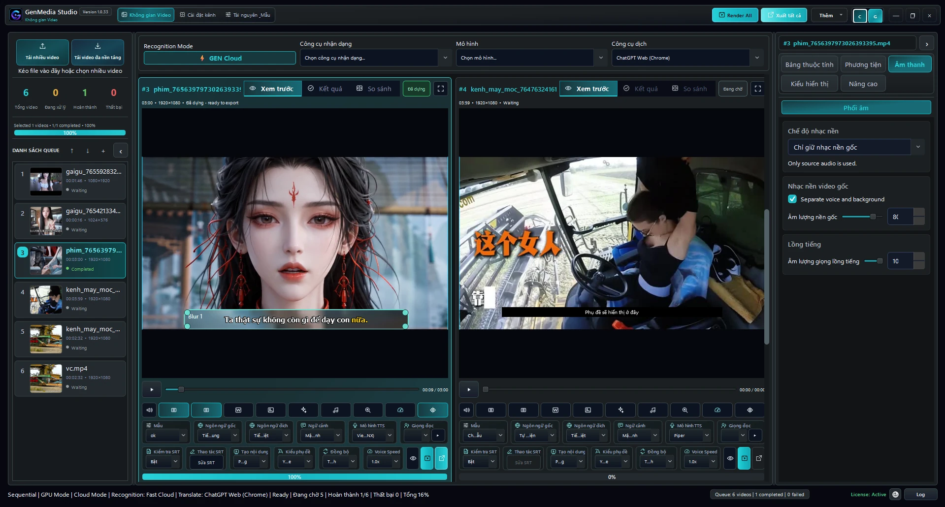 Điều phối nhiều video trong một hàng đợi